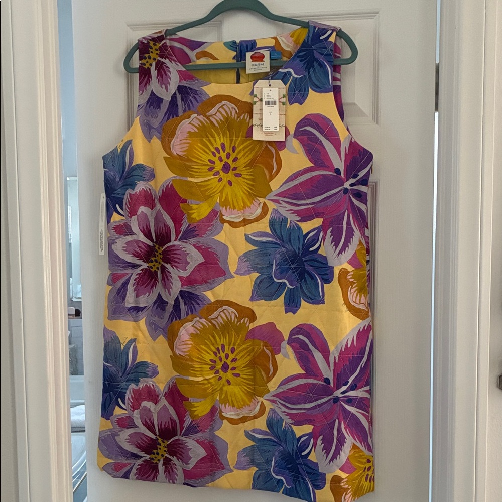 Farm Rio brand new yellow floral dress. Size L. Tags attached